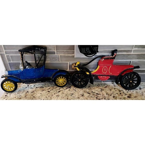 Pair of Ford Model T & Red Car Vintage Sexton Made USA apx 11" L and 9" T each - Picture 2 of 5